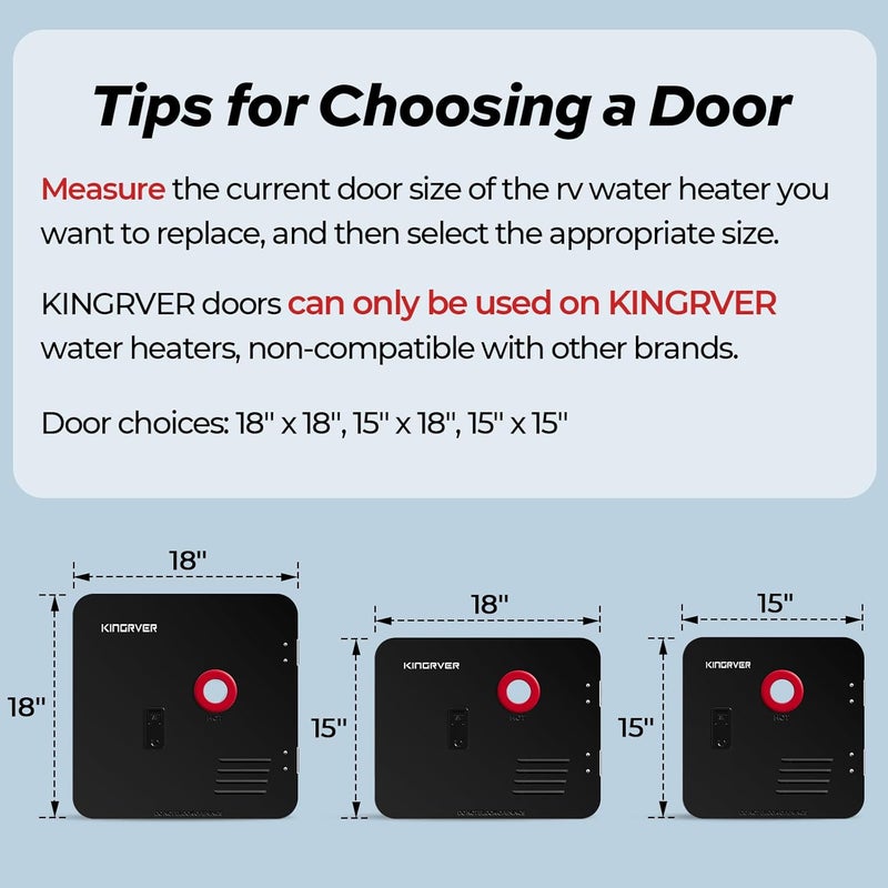 KINGRVER 15 x 18 Inches Black Door kit - This Only for RV Tankless Water Heaters without Door, Water Heater not Included, Galvanized Steel - Image 2